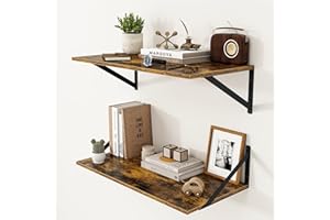 24W x 12D Floating Shelves for Wall, Long Floating Bookshelf Set of 2, Heavy Duty Hanging Shelves Wall Mounted for Living Roo