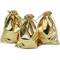 Lyellfe 50 Pack Velvet Drawstring Bags - 6x5 Inch Gift Pouches With Gold Rim