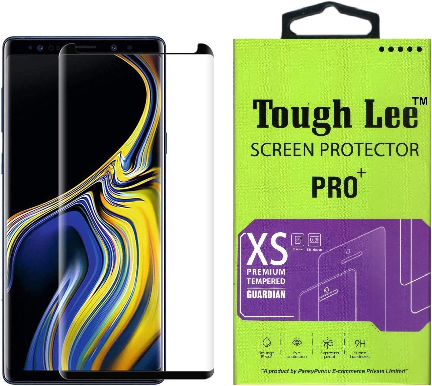 Tough Lee Tempered Glass Screen Guard Gorilla Protector for Samsung Galaxy Note 9 with Easy Installation Kit (Edge to Edge Full Screen Coverage - 11D Original Temper) (Black) (Pack of 1)