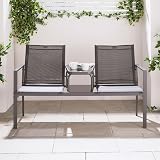 VonHaus Paris Love Seat Grey 2 Seater Textilene Patio Set Garden view 7