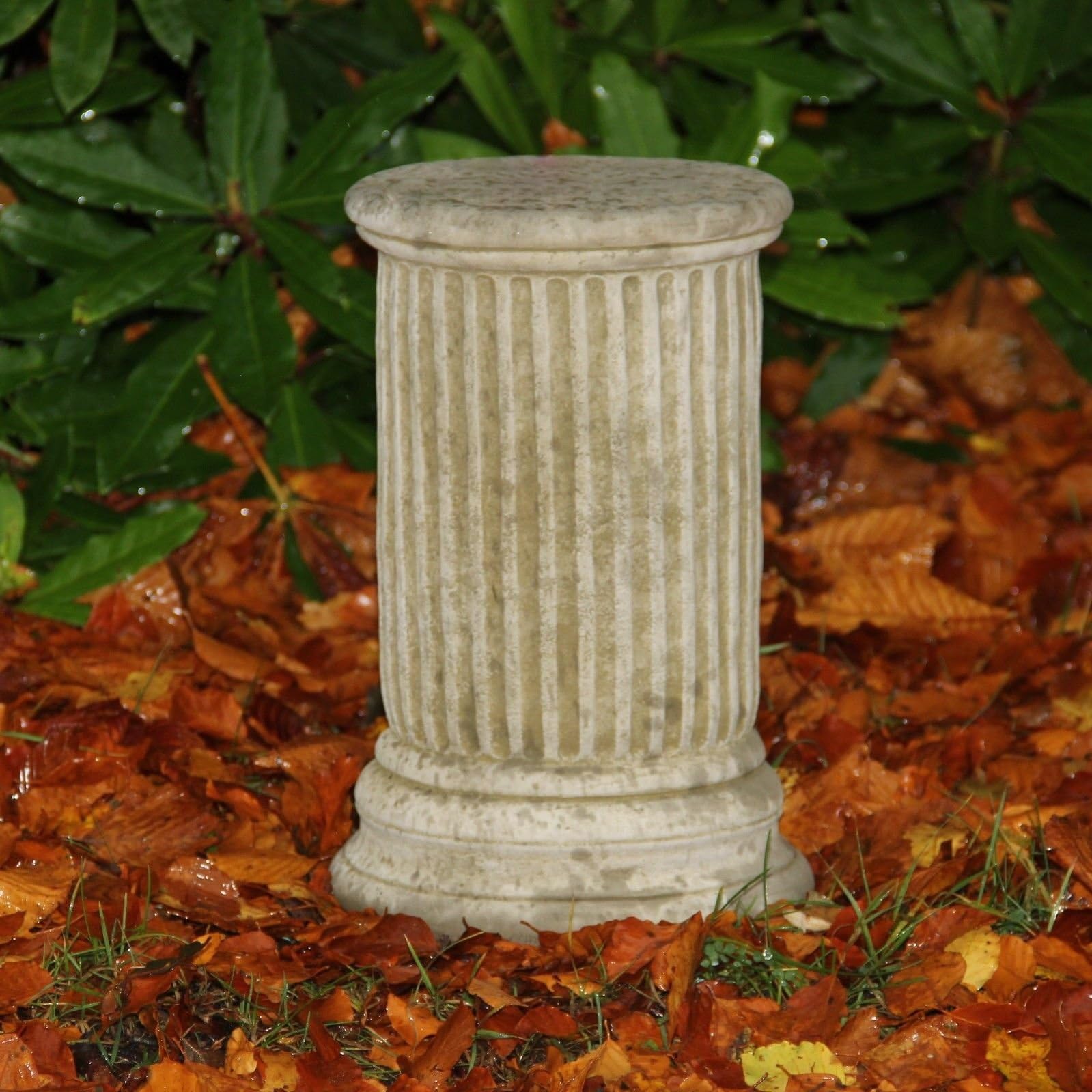 Worldofstone Small Round Column Plinth Stand Base Garden Ornament Statue Stone Cast Aged