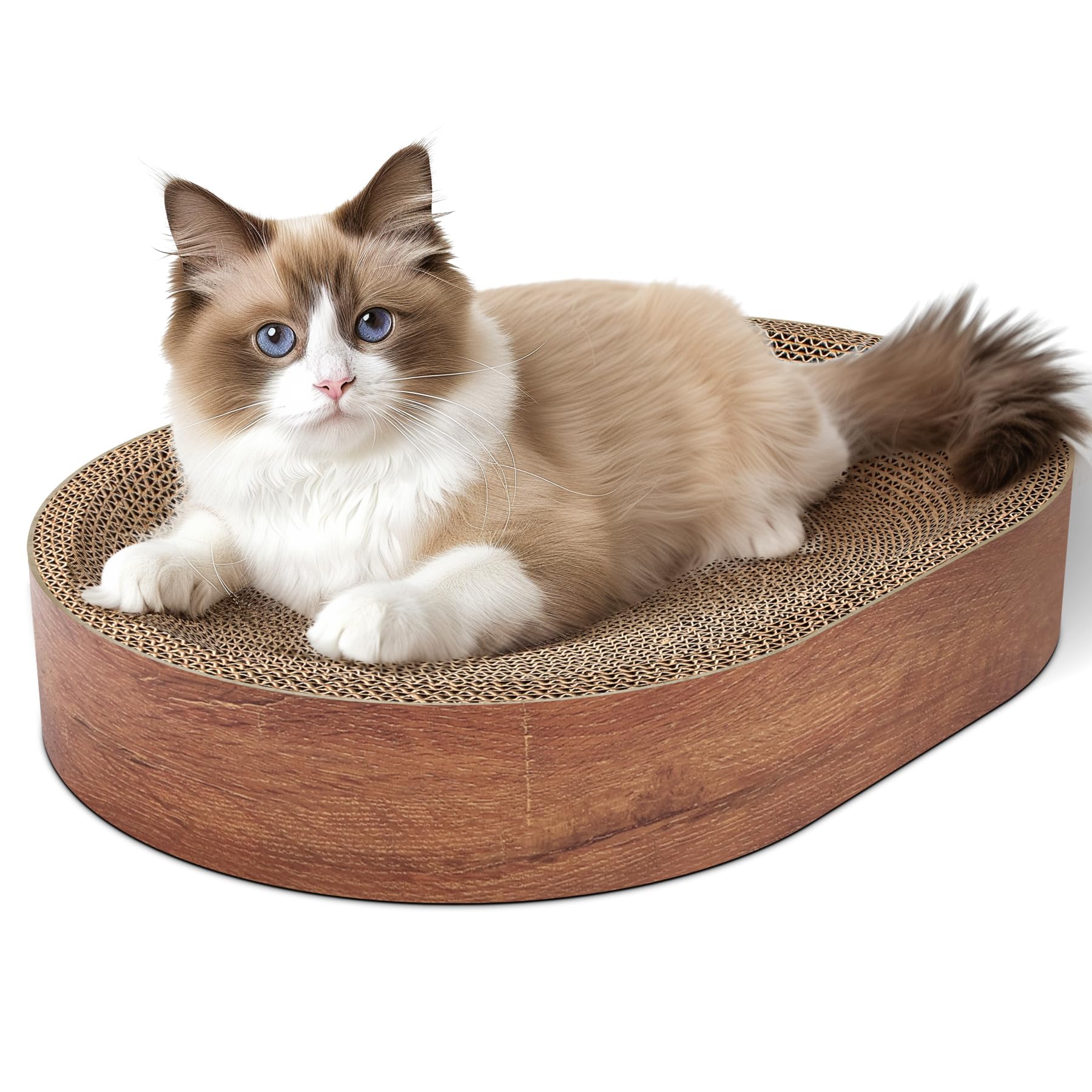 ComSaf Cat Scratching Board - Cat Scratcher for Indoor Cats, Recycle Oval Scratch Bed, Durable Cardboard Scratch Pad, Circle Scratcher Lounge Bowl, Furniture Protector from Kitten Claws