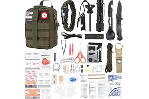 KLECLCW Gifts for Man Dad Husband, 210 PCS Survival First Aid kit, Professional Survival Gear Camping Essentials Emergency Medical Goods for Camping Boat Home Car Disaster Adventure (Khaki)
