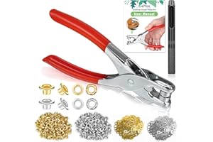 1200PCS Eyelet Grommet Tool Kit, Caffox 1/4 Inch Grommet Eyelet Plier 6mm Metal Eyelets and Washers for Fabric Hole Punch Grommet Pliers for Leather Clothes Belt
