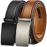 BULLIANT Men belt 2Pack,Leather Ratchet Belt for Gift Men Dress Casual Jeans 1 3/8",Cut for Fit