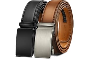 BULLIANT Men belt 2Pack,Leather Ratchet Belt for Gift Men Dress Casual Jeans 1 3/8",Cut for Fit