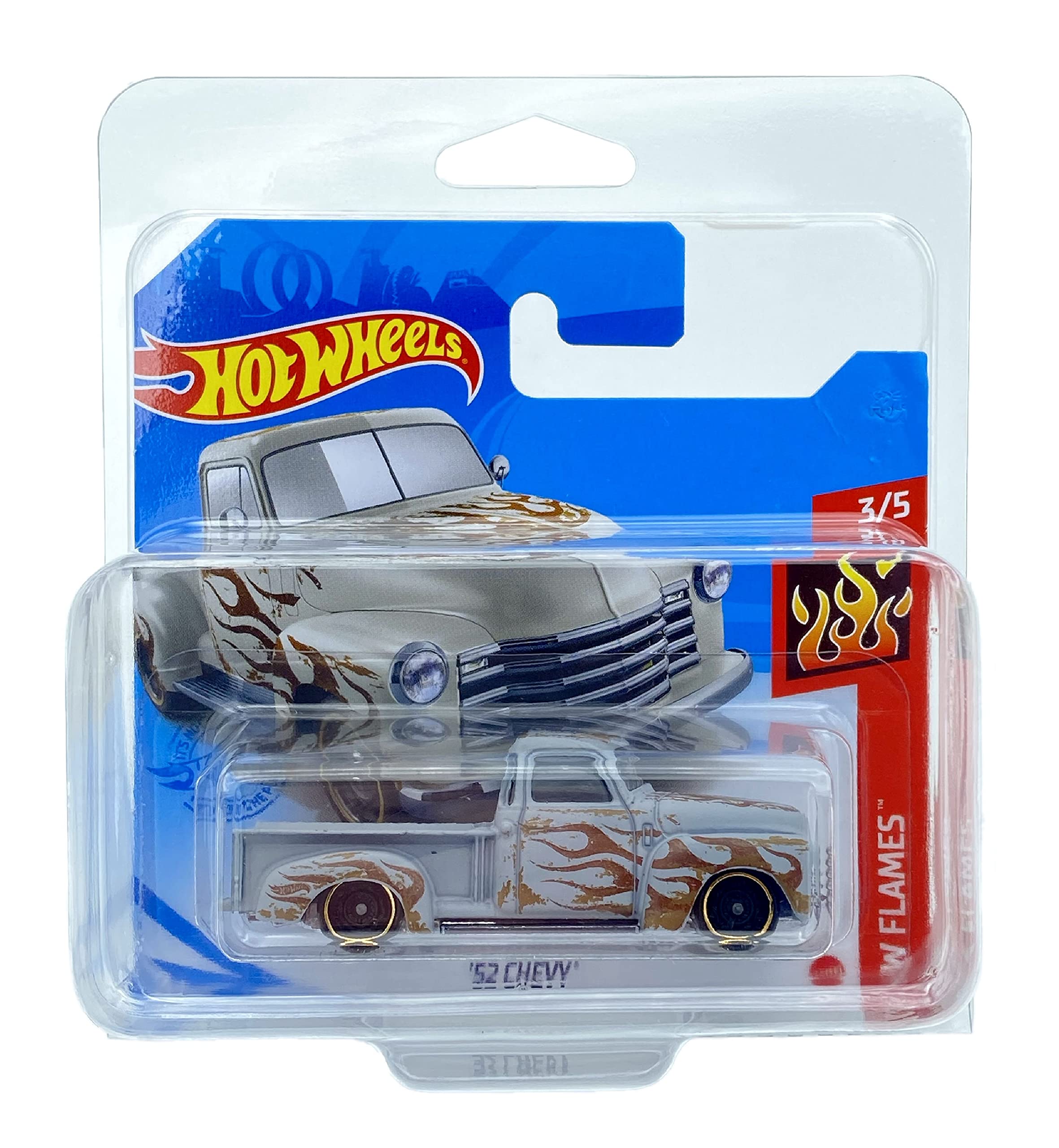 Hot Wheels '52 Chevy (Grey Flames) 3/5 HW Flames 2021 - 229/250 (Short Card) GTB19 *** COMES IN A KLAS CAR KEEPER PROTECTIVE COLLECTORS CASE ***