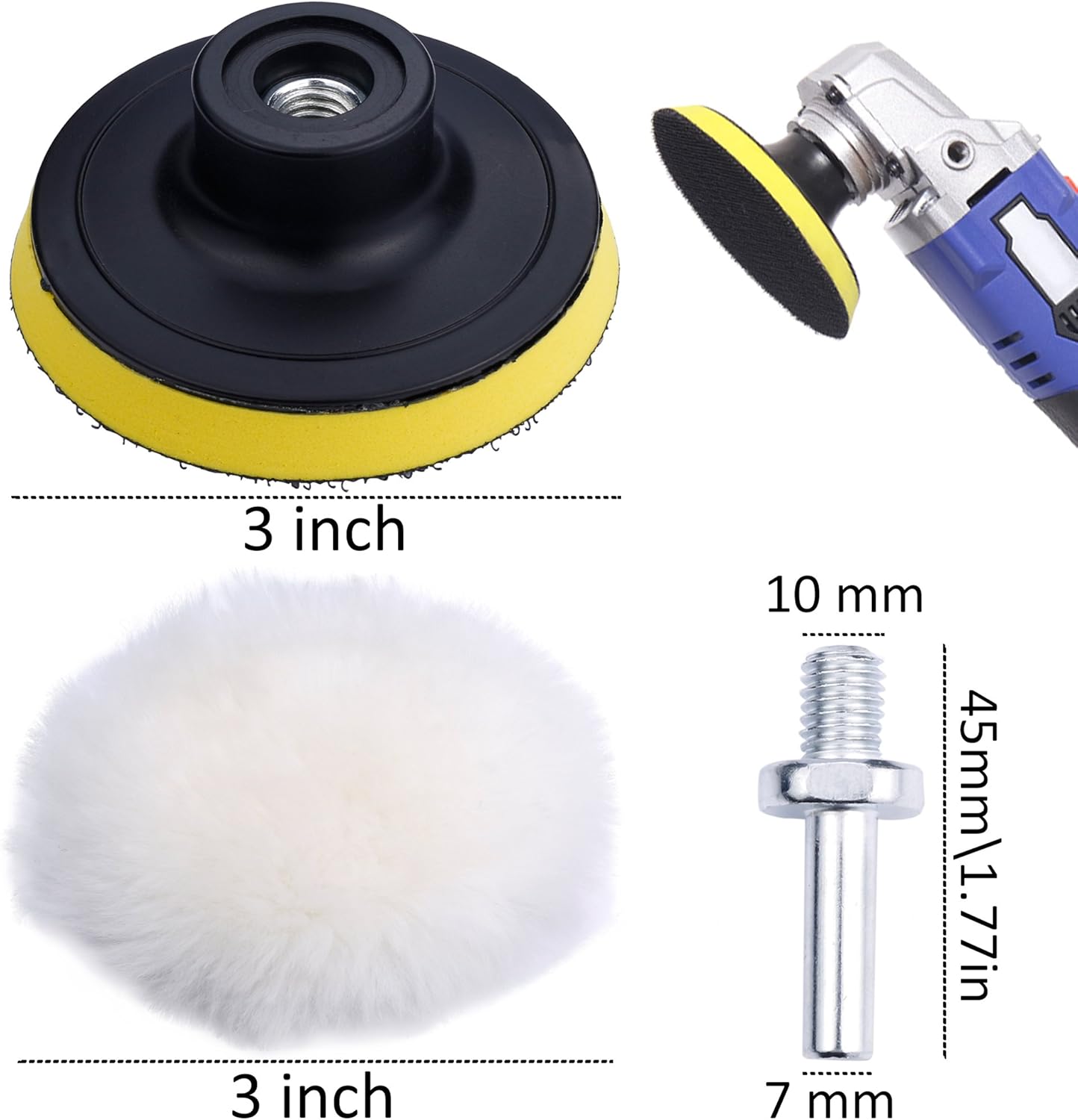 Augshy 31 Pcs 3 inch Buffing Polishing Pads for Drill Adapter Car Auto Polisher: Automotive