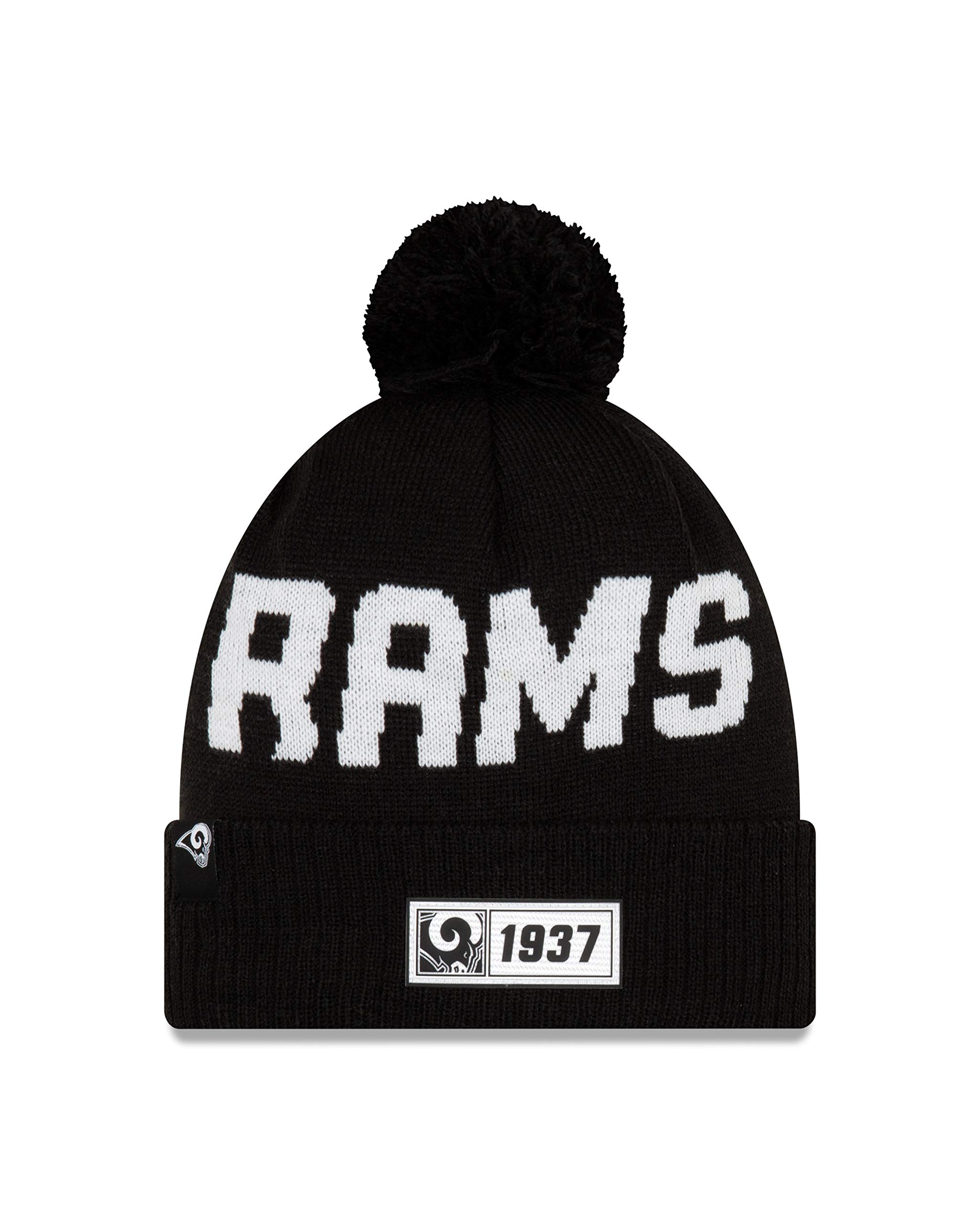 New Era Los Angeles Rams Beanie Knit Nfl 2019 Sideline Road 1937 Black - One-Size