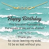 IEFLIFE Birthday Gifts for Women - 14K-Gold-Plated Zirconia Wave Bracelet Birthday Gifts for Women Her, 30 40 50 60 70 Year Old Gift for Women Her, Happy Birthday Wave Bracelet Jewelry Gift