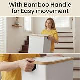 efluky 100L Large Laundry Basket with Lid Bamboo Handles Beige view 3