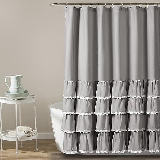 Amazon Com Lush Decor Ella Lace Ruffle Shower Curtain 72 X 72