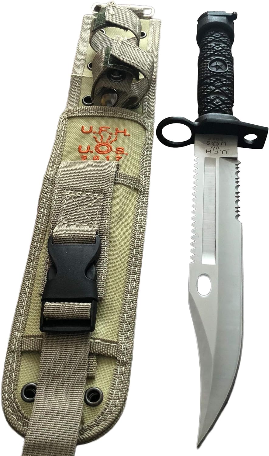 Amazon Com Holyedge 13 Fixed Blade Knife With Half Serrated Edge Best Outdoor Camping Hunting Fishing Hiking Tactical Survival Knife Sports Outdoors