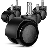Office Chair Wheels Replacement, 5 Pcs 2 Inch Office Chair Casters Heavy Duty, Computer Desk Chair Wheel Safe Mute Rotating Rubber Wheels for Wood Floors and Carpet, Universal Size Fits 99% by Aisuly