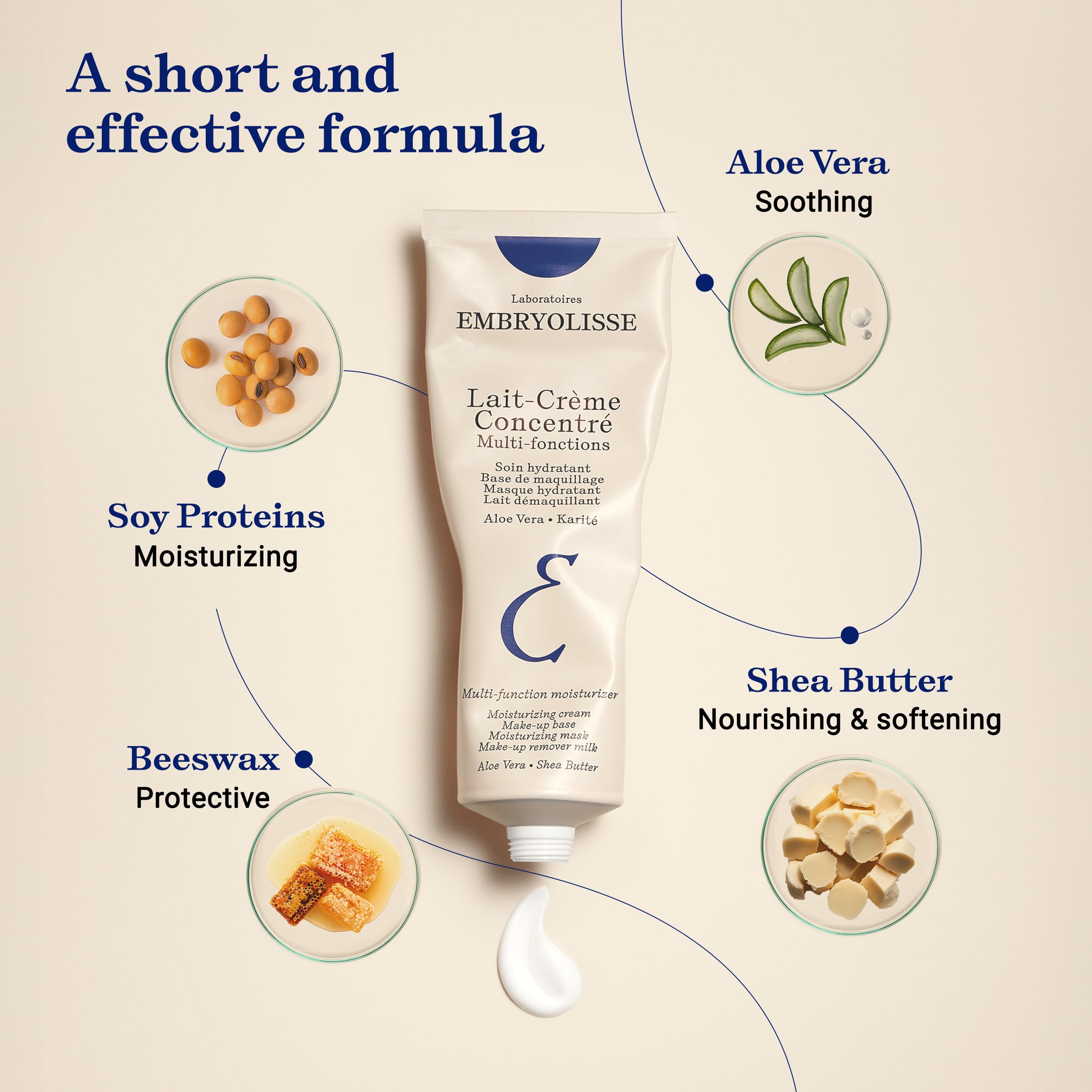 Embryolisse Lait-Crème Concentré, Multifunction Daily Face Moisturizer and Makeup Primer, Suitable for All Skin Types. French Face Cream With Shea Butter & Aloe Vera