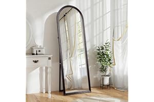 HOMCOM 64" x 21" Full Length Mirror, Free Standing, Leaning or Wall Full Body Mirror with Arched Top for Living Room, Bedroom