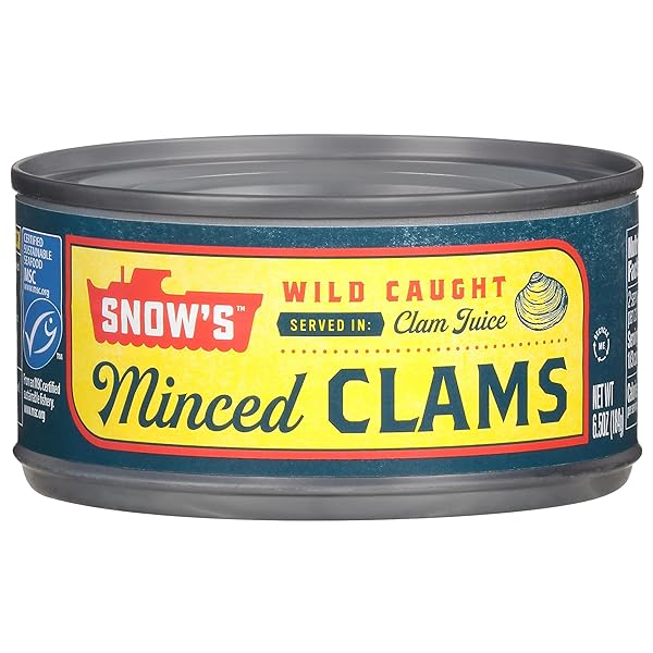 SNOW’S WILD CAUGHT MINCED CLAMS CANNED, 6.5 OZ CAN – 5G PROTEIN PER SERVING – GLUTEN FREE, KETO FRIENDLY, 99% FAT FREE