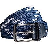 QUALIBELT Men’s Braided Elastic Stretch Golf Belt – Big and Tall Men Woven Belt, 1.38" Leather-Tipped Adjustable Fit