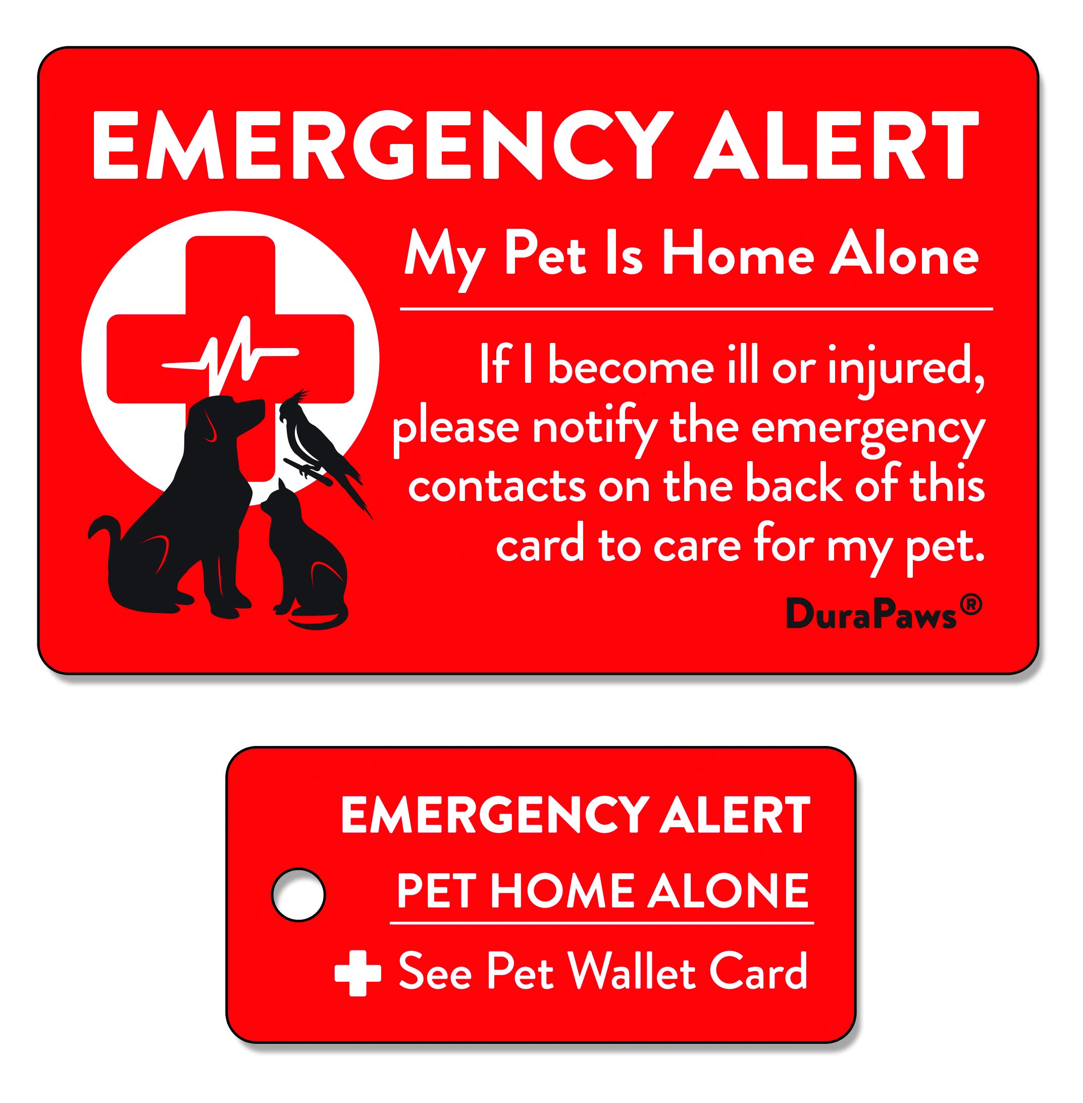 DuraPaws My Pets are Home Alone Emergency Alert Plastic Contact Wallet Card and Key Tag (Writable Surface on Back Side of Card) โ image 1