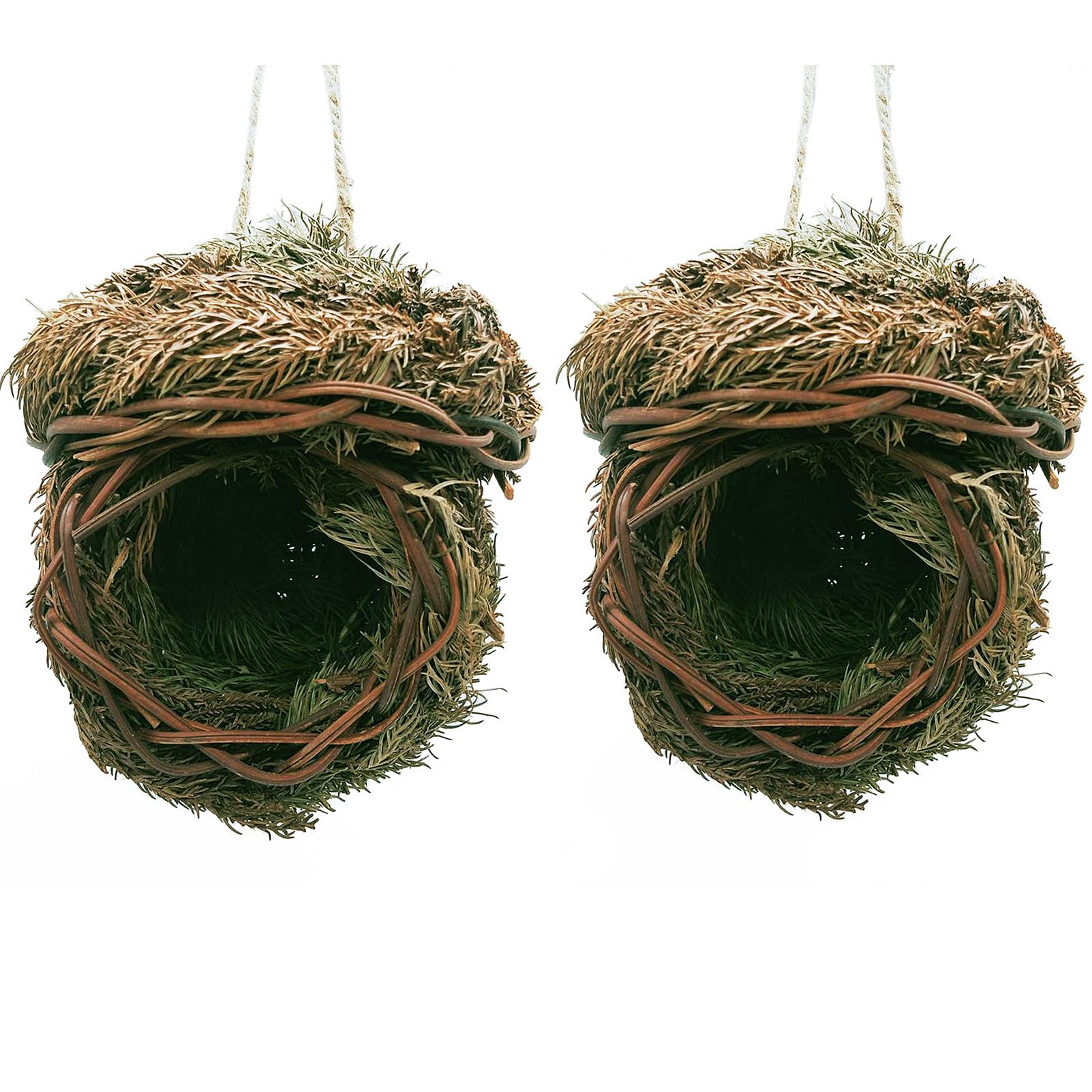 Photo 1 of 2 Pack  Bird House Hummingbird Nest House Roosting Pocket for Outside 5.5×5.5" Hanging Hideaway Hut Woven Nest Cozy Resting Place for Finch Canary