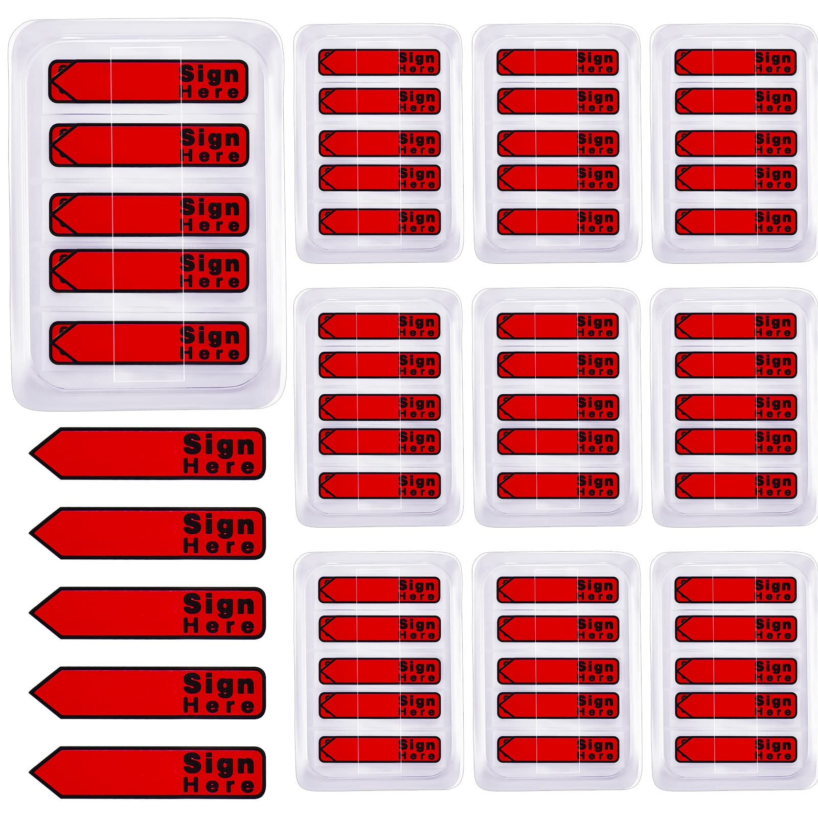 Photo 1 of Colarr 10 Pack 1000 Pieces Sign Here Date Tabs Sign Here Date Stickers Flags Please Message Flags for Office Notebook Annotating Books Notary Books(Red,Cute)