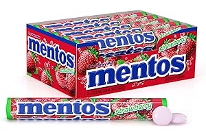 Mentos Chewy Mint Candy Roll, Strawberry, Non Melting, Party,15 Count (Pack of 1)