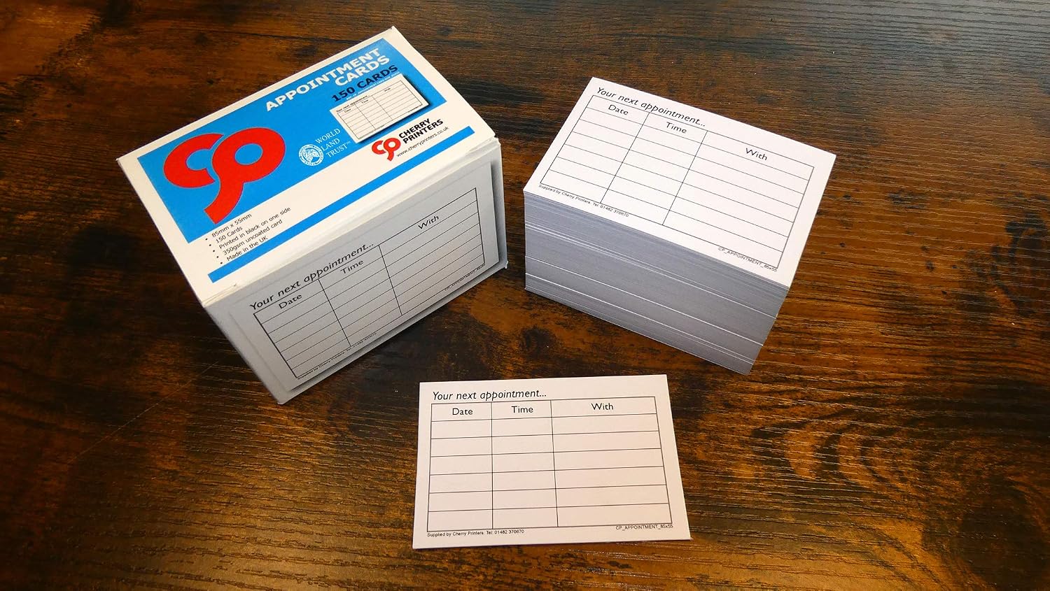 Cherry Appointment Cards x 150-350gsm - 85mm x 55mm in Box, Black - Image 4