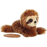 Aurora Shoulderkins 5" Sam Sloth Adorable Stuffed Animal | Concealed magnet and fabric-covered base for secure shoulder wear