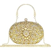 MAIRLOM Rhinestone Clutch Purses for Women Evening Wedding Formal Round Pearl Clasp Handbag for Party Prom