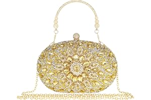 MAIRLOM Rhinestone Clutch Purses for Women Evening Wedding Formal - Round Pearl Clasp Handbag - Crystal Diamond Bag