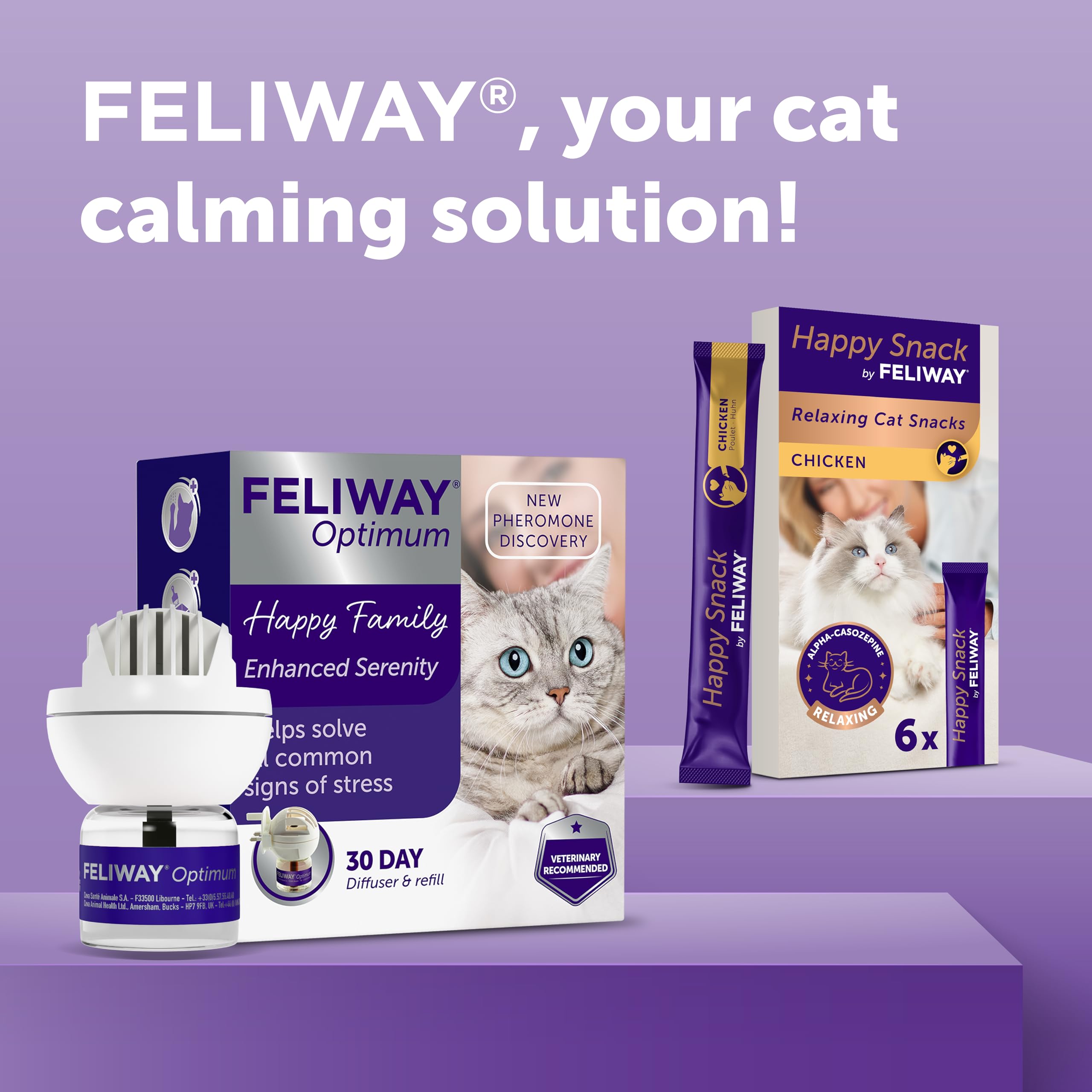 FELIWAY Optimum 30 Day Cat Calming Odourless Plug In Pheromone Diffuser Starter Kit, 48ml - Helps Solve Signs of Stress in Cats & Kittens, Veterinary Recommended, Drug-free, Clinically Proven