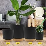 QCQHDU Plant Pot 30.5cm Two Pack Drainage Hole Tray Dark Grey Indoor Outdoor view 7