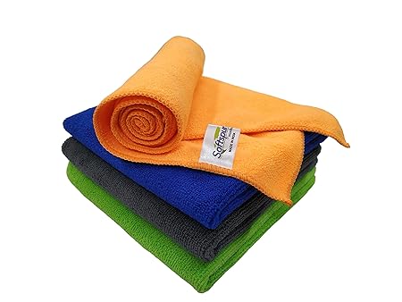 SOFTSPUN Microfiber Cleaning Cloths, 4pcs 40x40cms 340GSM Multi-Colour! Highly
