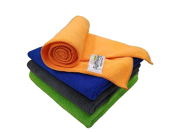 SOFTSPUN Microfiber Cleaning Cloths, 4pcs 40x40cms 340GSM Multi-Colour! Highly