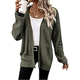 SISKIN Long Cardigan Sweater for Women 2025, Vintage Casual Open Front Side Slit Balloon Fall Cardigan