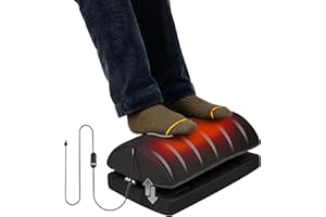 Mind Reader Heated Memory Foam Footrest, Under Desk Ergonomic Support with 4 Heat Settings, Timer & Auto Shut-Off, Adjustable