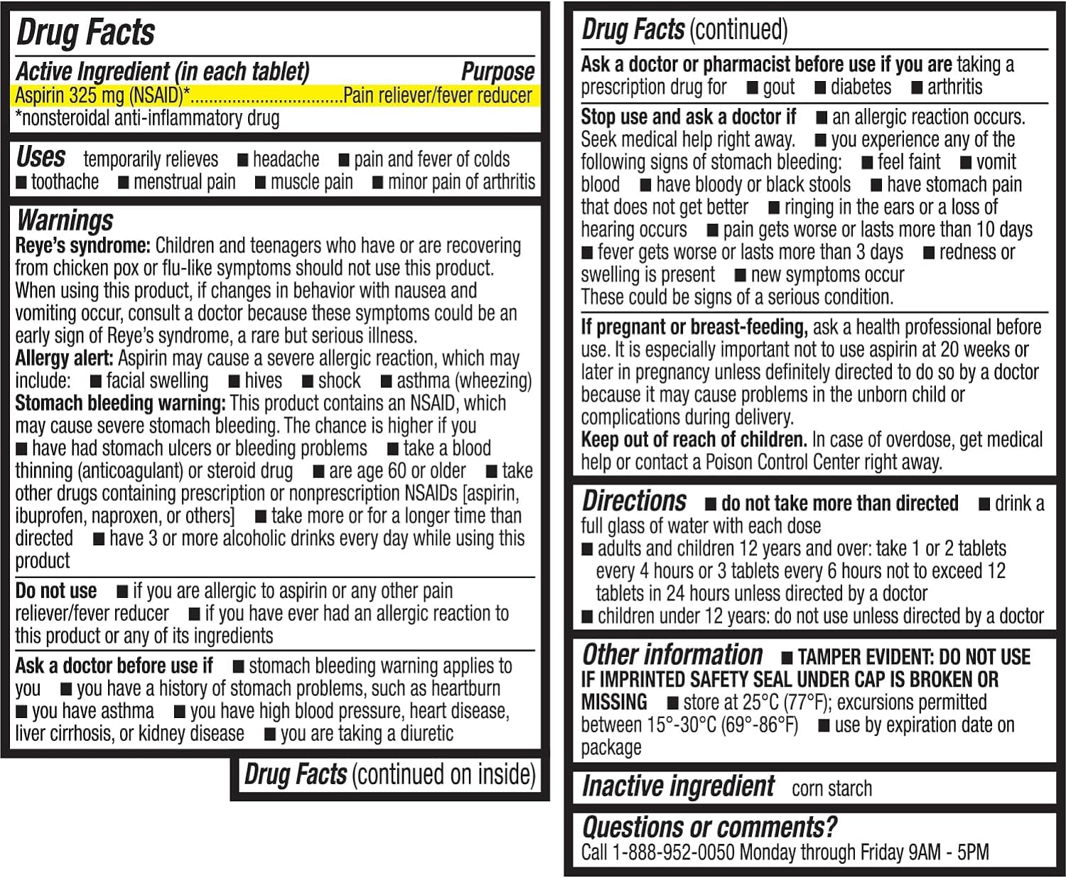 HealthA2Z® Aspirin 325mg | Uncoated Tablets |Original Strength | Pain Reliver |Fever Reducer | Compare to Bayer® Active Ingredients… (120 Counts)