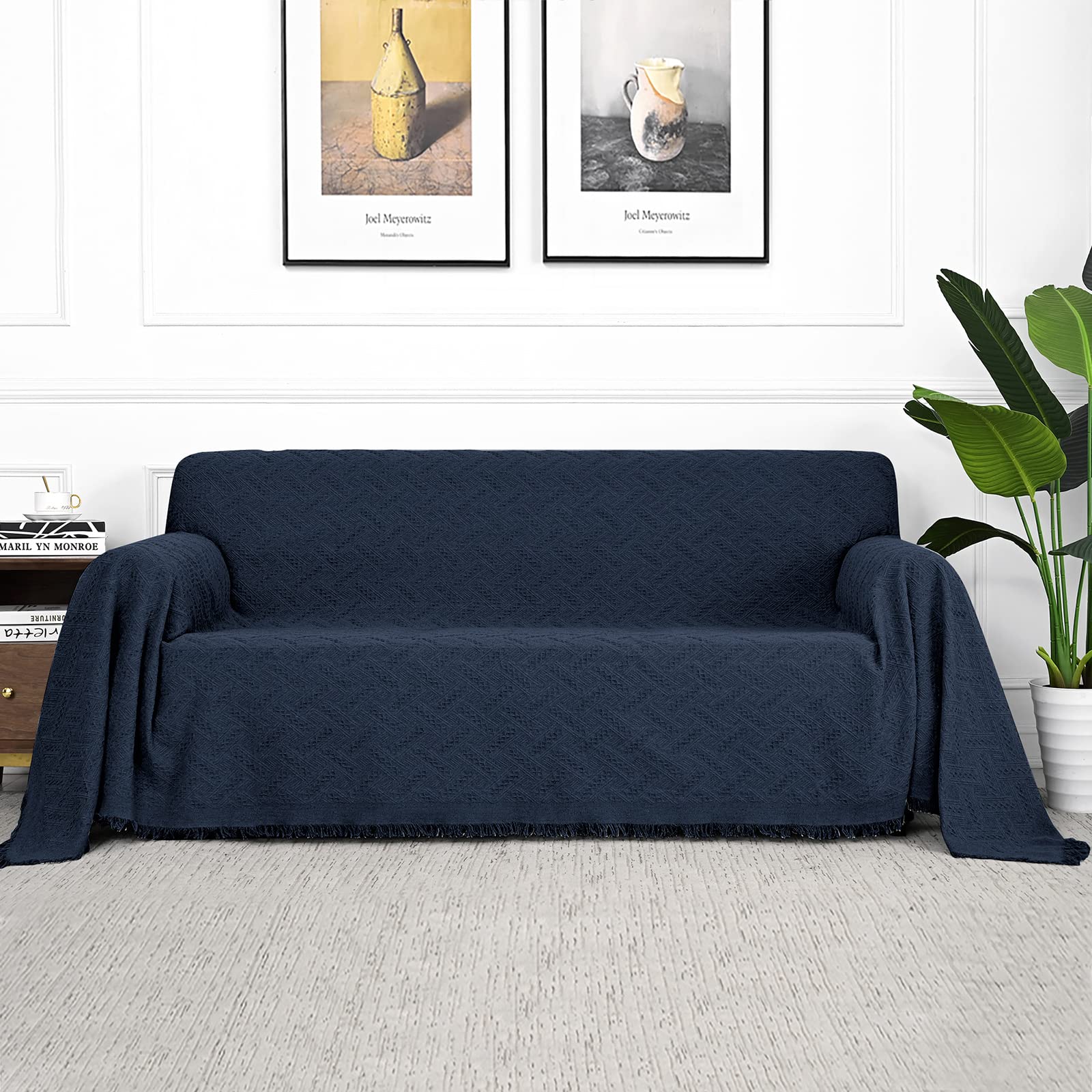 Photo 1 of MYSKY HOME Sofa Covers, Sofa Slipcovers, Couch Covers for 2 Cushion Couch, Sofa Throw Cover for Living Room, Sectional Sofa Couch Covers for Dogs, Sofa Protector(X-Large: 71" x 118", Navy Blue)