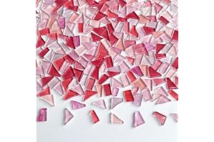 Hengyisha 250g Glass Mosaic Tiles for Crafts, Stained Glass Supplies, Stained Glass Kits for Adults, Stepping Stone Kit, Multi Pink Colors and 0.4 Inch Irregular Shapes