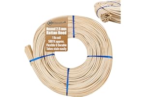2.5 mm Round Rattan Reed - 1 Pound Coil - Basket Weaving, Wicker Furniture Making and Wicker Repair Supplies - UA-250RR