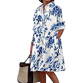 Medlor Shirt Dresses for Women 2025 Summer Long Sleeve Casual Plus Size Floral Printed Beach Vacation Dress with Pockets