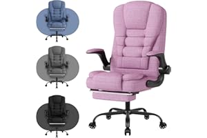SITMOD Fabric Office Ergonomic Computer Chair- High Back Executive Chair-Big and Tall Desk Chair, Height Adjustable with Footrest Lumbar, 360° Swivel Office Gaming Chair with Flip-up Armrest Adult, Pink
