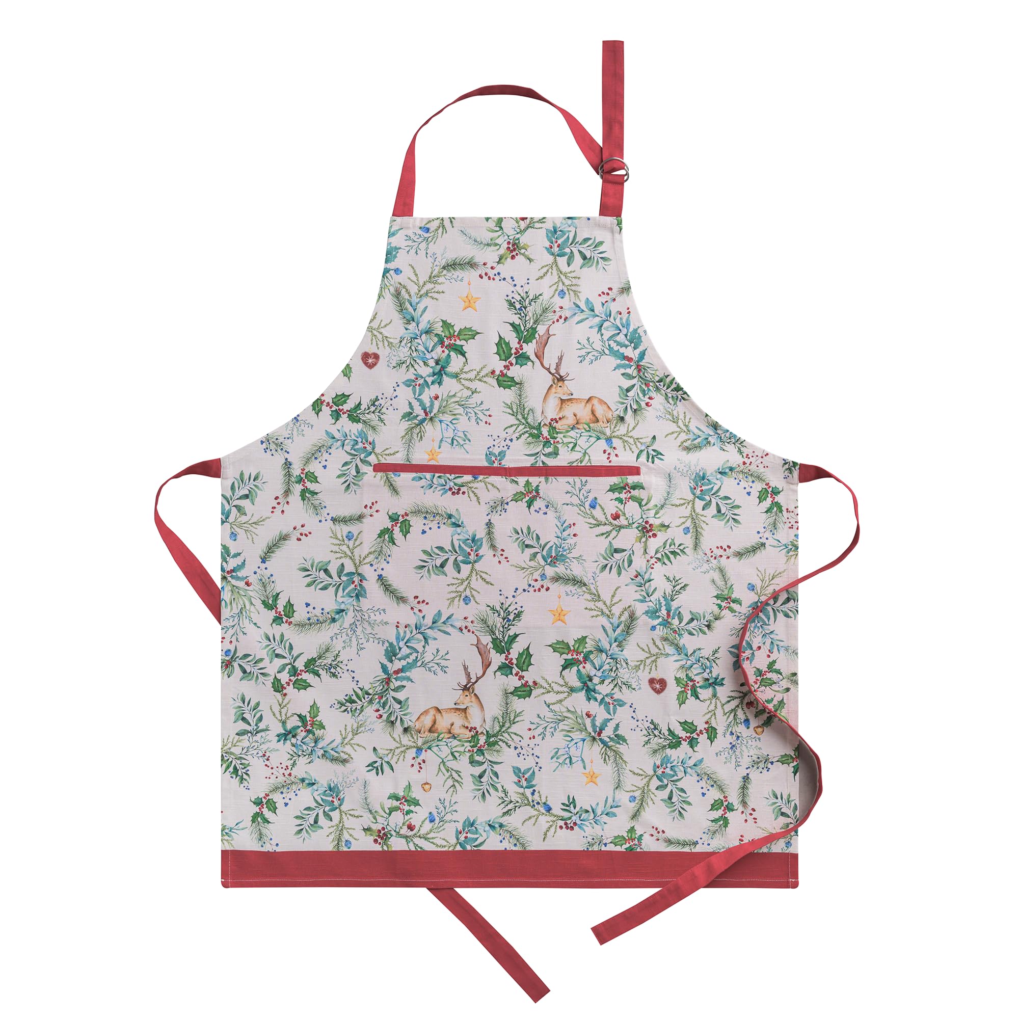 Maison d' Hermine 100% Cotton Apron for women with Pocket Kitchen Chef Autumn Apron for Men Cooking Gardening Server Waitress Maid - (Holly Time, 85 cm x 70 cm) — image 1