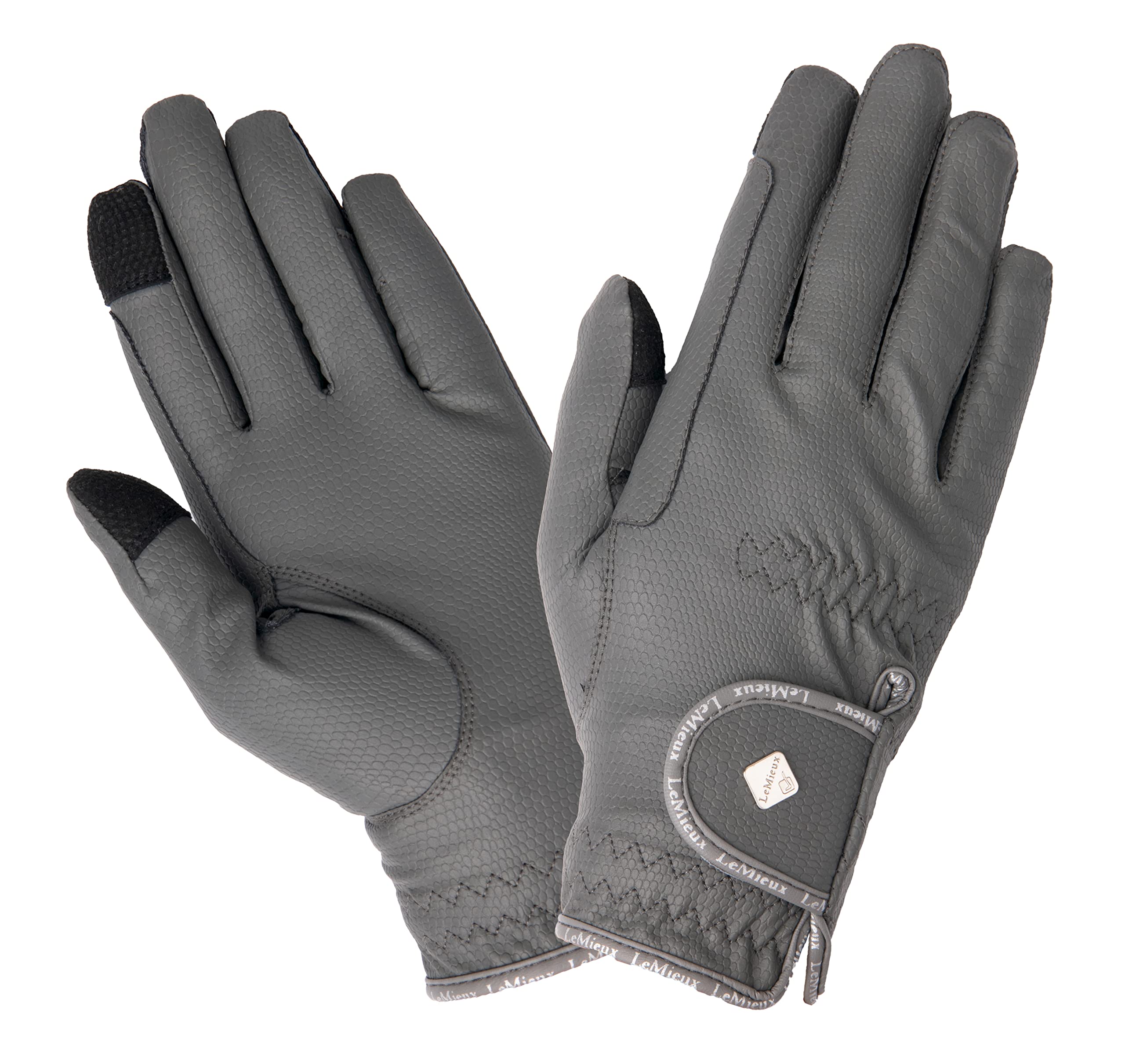 LeMieux Classic Riding Gloves - Touch Screen Compatible - Breathable - Grey - Large
