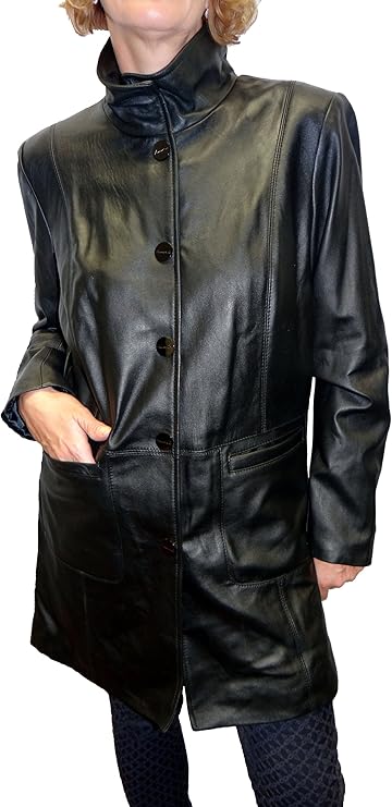 Kenneth Cole Women's Plus Size Leather Coat-Black-3X at Amazon Women's Coats Shop
