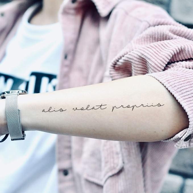 Amazon Com Alis Volat Propriis Temporary Tattoo Sticker Set Of 2 Www Ohmytat Com Beauty