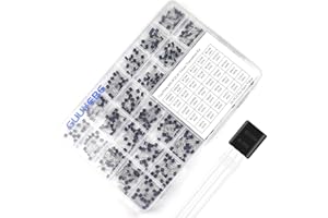 GuuYebe 600PCS 30 Values 2N2222 BC547 2N3904 2N3906 S8550 2N5551 BC557 BC548 BC549 BC550 BC327 BC337 A1015 C1815 S8050 C945 BC546 BC556 BC558 NPN PNP BJT Transistors Kit of Semiconductor Products