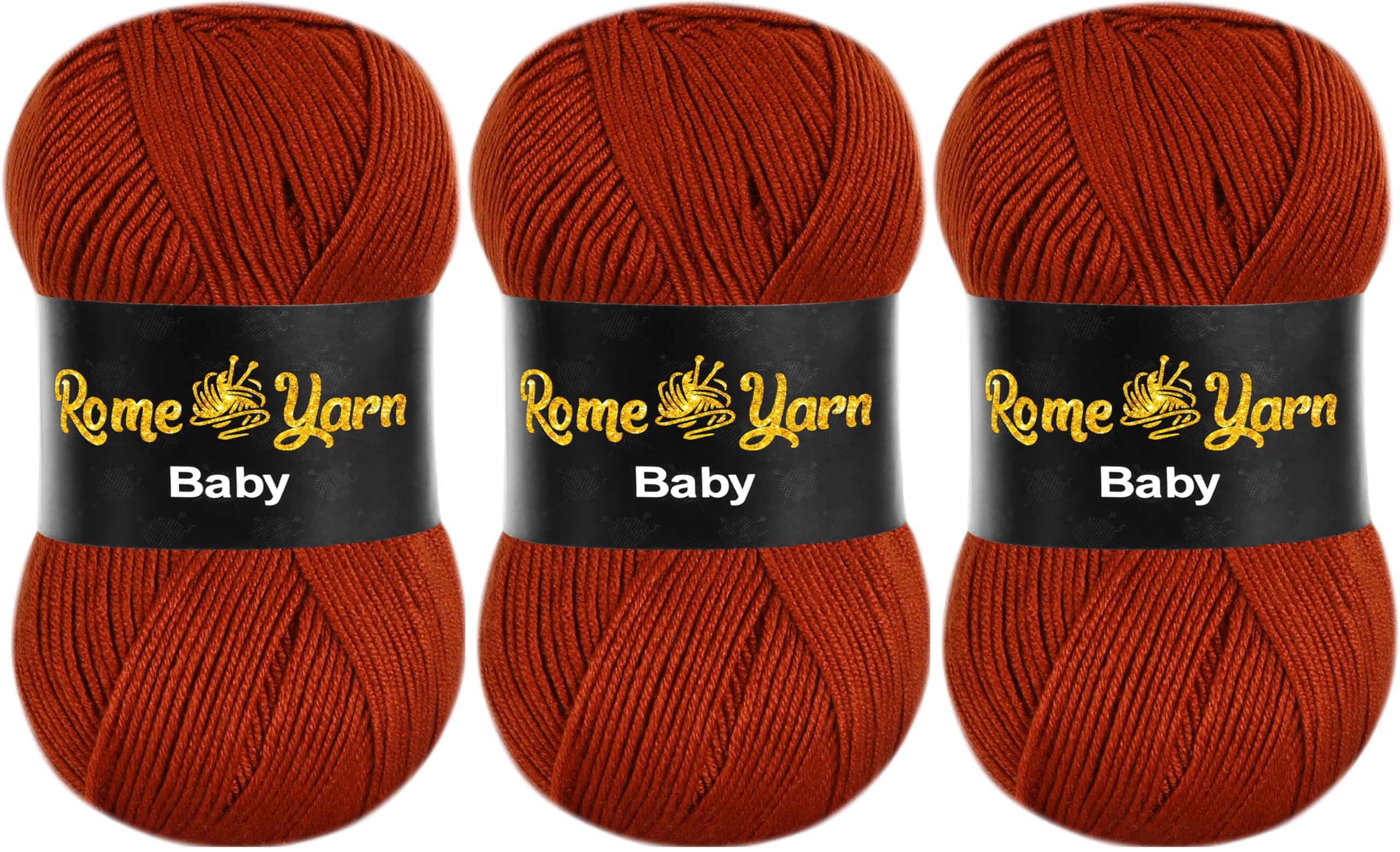 Baby Yarn #3 Light Worsted DK Anti-Pilling Acrylic Yarn for Knitting and Crochet (3 Pack, 832 Tile)