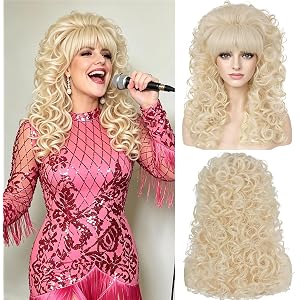 YTbeauty Blonde Wig with Bangs for Women Costume 60s 70s 80s Retro Bouffant Beehive Wig for Halloween Cosplay Party (Blonde)