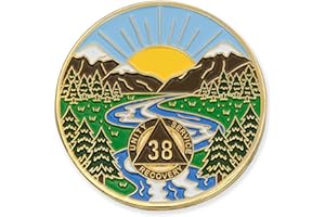 38 Year Sobriety Mint Winding River Gold Plated AA Recovery Medallion/Chip/Token